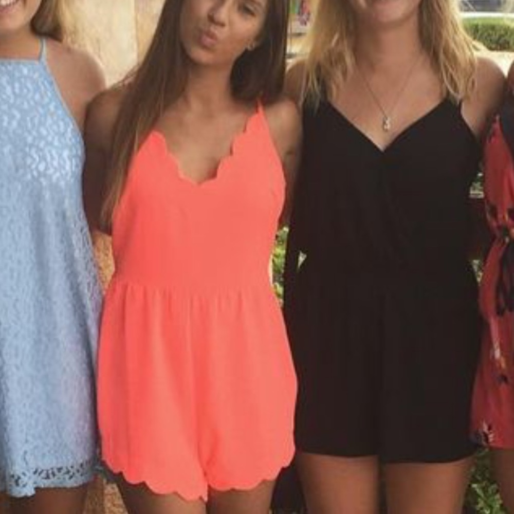 NEON pink scalloped romper